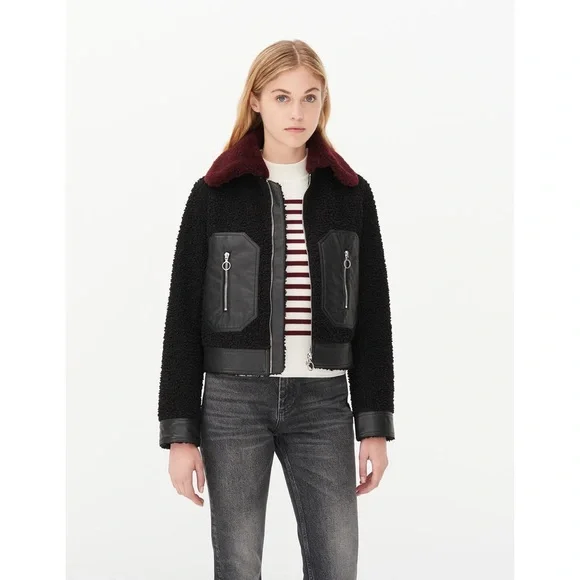 Sandro Verity Mixed Media Jacket - Picture 2 of 4